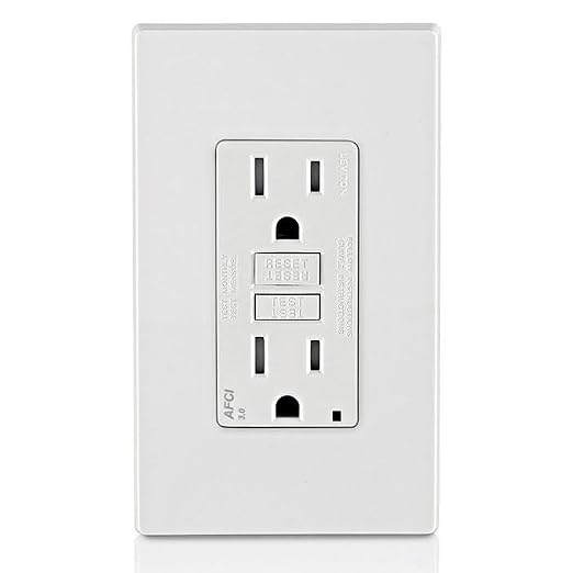 Leviton AFCI Outlet, 15 Amp, Self Test, Tamper-Resistant with LED Indicator Light, Protection from Electrical Fires, AFTR1-W, White (Pack of 10)