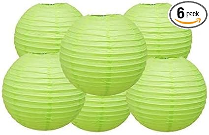 Pack of 6 Round Paper Lantern Lamp Paper Lanterns Party Decorations (Spring Green, 14"/35CM)