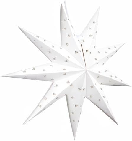 9-Pointed White Paper Star Lantern with 12 Foot Power Cord Included, Modern Style, Eco-Friendly