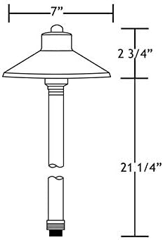 VOLT 15-Pack 12V Cast Brass Flat Hat Path Lights (7" Shade, 24" Tall) for Low Voltage Landscape Lighting on Outdoor Pathway, Walkway, Garden, Driveway or Patio