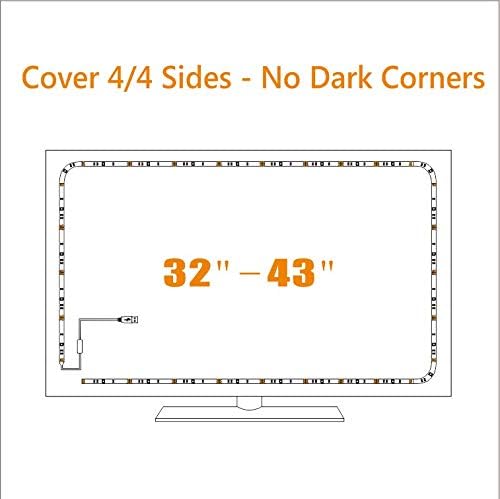 USB TV Backlight for 32 to 43 inch TV RGB LED Neon Accent Lights Strip | Behind TV Led Lighting Color Changing LED Back Ambient Lights for Sony LG Samsung Monitor Smart TV Movies Game Man Cave Decor