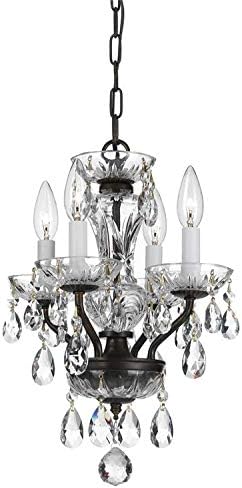 Crystorama Traditional Crystal 4 Light Hand Cut Crystal English Bronze Mini Chandelier