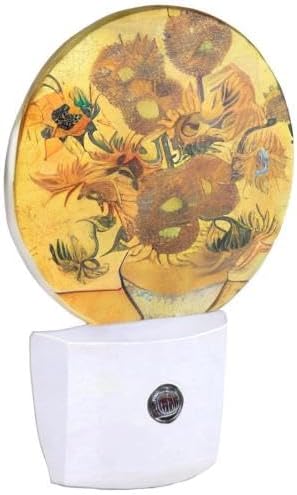 EKOBLA Art Sunflower Night Light, Van Gogh Modern Floral Night Lights Plug into Wall for Boys Girls, Led Lamp for Stairway/Hallway/Bedroom 0.5W Nightlight Sleep Friendly