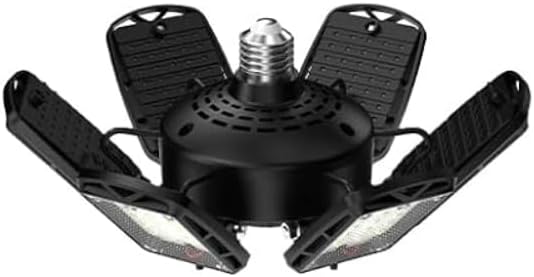 LED Garage Lights 1 Pack, 18000LM 180W Deformable Shop Light with 6+1 Adjustable Panels, 6500K Daylight White Ceiling Light for E26 Base, Ideal for Garage/Basement/Barn