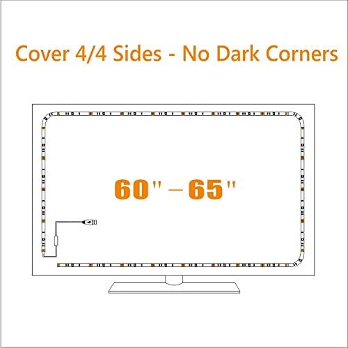 TV LED Backlights USB LED Strip Lighting for 60 65 inches Behind TV | Cover All 4 Sides with RF Remote Game Room Movie Theater Man Cave Decor Vibrant Color Changing Lights Reduces Eye Strain