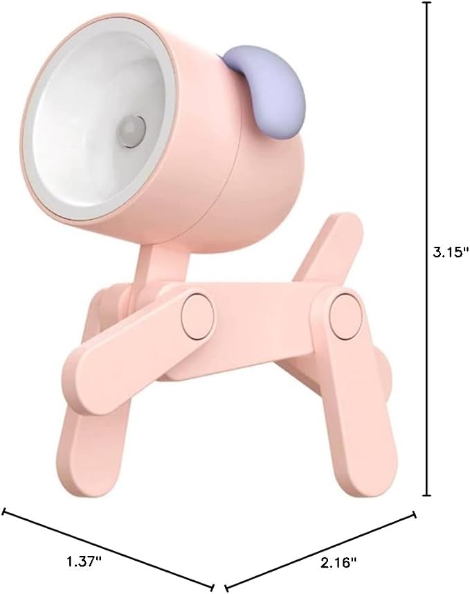 Cute Night Light for Kids, Adorable Mini Led Table Desk Lamp, Decorative Lamp Nightstand, Animal Pet Nightlights, Christmas Decorate Birthday Gifts for Children, Students (1 x Pink Dog)