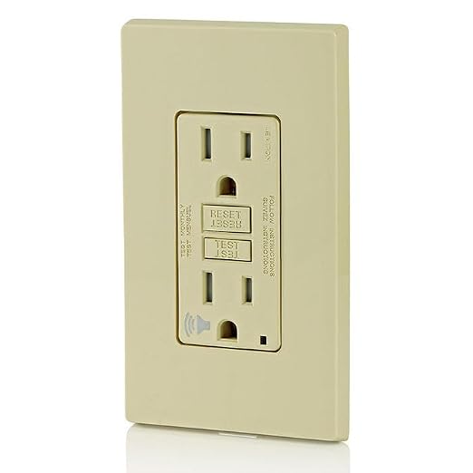 Leviton Outlet with Audible Alarm, 15 Amp, Self Test, Tamper-Resistant with LED Indicator Light, Great for Refrigerators in Garages, GFTA1-I, GFCI, Ivory