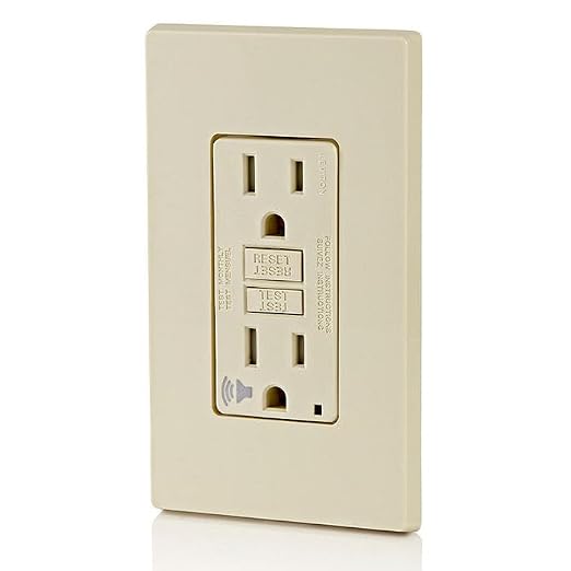Leviton Outlet with Audible Alarm, 15 Amp, Self Test, Tamper-Resistant with LED Indicator Light, Great for Refrigerators in Garages, GFTA1-T, GFCI, Light Almond