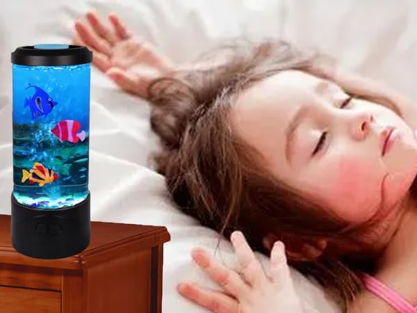 Mini Bubble Fish Lamp,Fake Fish Tank Aquarium Lamp,Multi-Color Changing Aquarium Light with 3 Artificial Fish Night Lights-for Home Office Living Room Decor for Kids Men Women