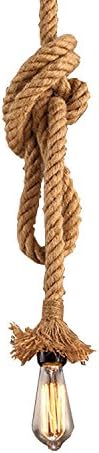 1 Head 1 Meter Vintage Hemp Rope Pendant Light Fixture E26/E27 Base, Vintage Ceiling Light Lamp,Retro Style for Dining Hall Restaurant Bar Lighting,110~130V, (Bulb not Included) (Pack of 2)