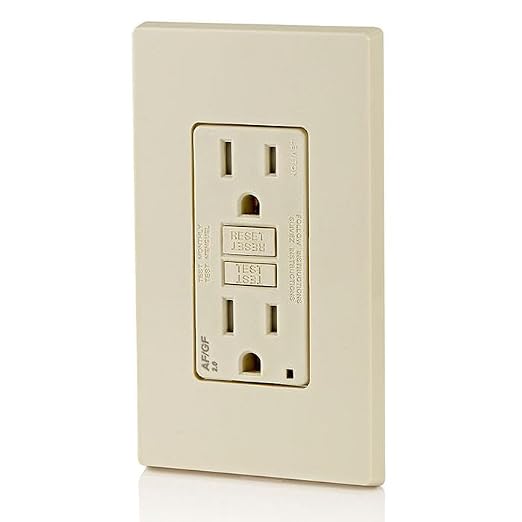Leviton Dual-Function AFCI/GFCI Outlet, 15 Amp, Self Test, Tamper-Resistant with LED Indicator Light, Protection from Both Electrical Shock and Electrical Fires in One Device, AGTR1-T, Light Almond