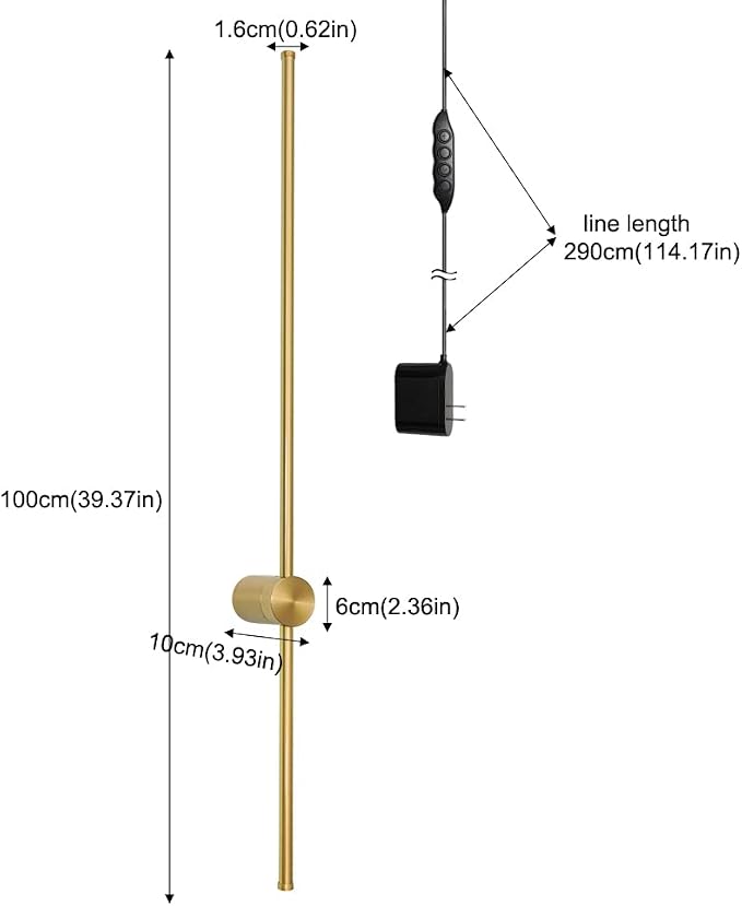 Modern Plug in Wall Sconces Set of Two,Gold Plug in Wall Light with Remote,Wall Lamp with Plug in Cord, LED Wall Light with Memory Function, Original Brand Lighting