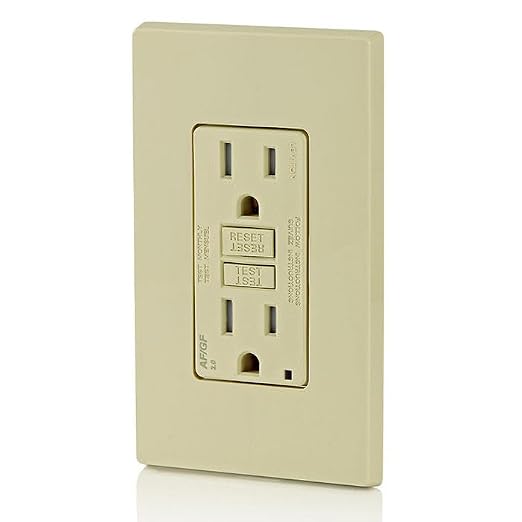 Leviton Dual-Function AFCI/GFCI Outlet, 15 Amp, Self Test, Tamper-Resistant with LED Indicator Light, Protection from Both Electrical Shock and Electrical Fires in One Device, AGTR1-I, Ivory