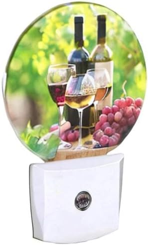 EKOBLA Autumn Harvest Night Light, Wine and Grapes Night Lights Plug Into Wall with Dusk to Dawn Sensor, 0.5W Sleep Friendly for Home Decor