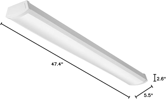 Lithonia Lighting 4 Foot LED Light Fixture, Low-Profile LED Wraparound Flush Mount Ceiling Light, 2700K Soft White, 120V, 48-Inch (FMLWL 48 827)