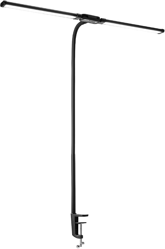 VEVOR LED Desk Lamp with Clamp, Double Head Architect Desk Lamp for Home Office, Eye-Caring Desk Light with 360° Adjustable Gooseneck, 50 Lighting Modes & Timer Function for Studying Working Drawing