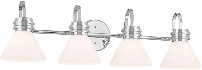 Kichler Farum 34" 4-Light Vanity Light with Opal Glass in Chrome for Single or Double Vanity, Over a Mirror, Powder Room, Bathroom, (34" W x 9.5" H), 55156CH