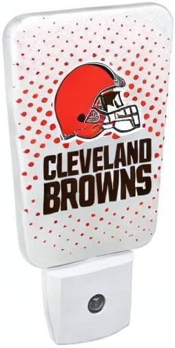 Party Animal NFL Team LED Night Light, with Auto Sensor and 3 Light Settings, Slim 5-Inch Design fits Standard Outlets, Cleveland Browns