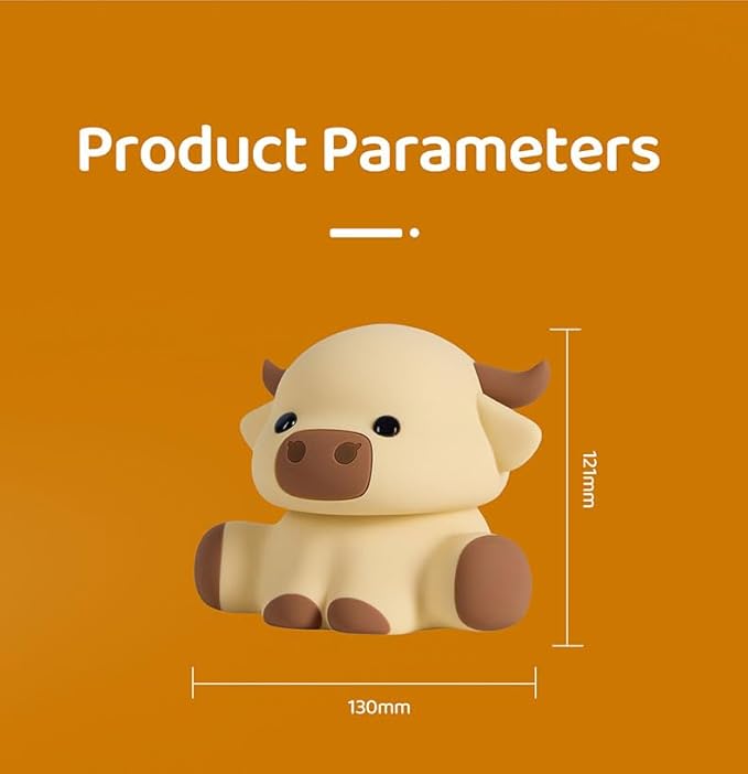 Cute Highland Cow Night Light, Squishy Highland Cow Novelty Animal Lamp, 3 Level Dimmable Nursery Nightlight with Timer, Food Grade Silicone Touch Night Light Fun Gifts for Kids Boys Girls Baby