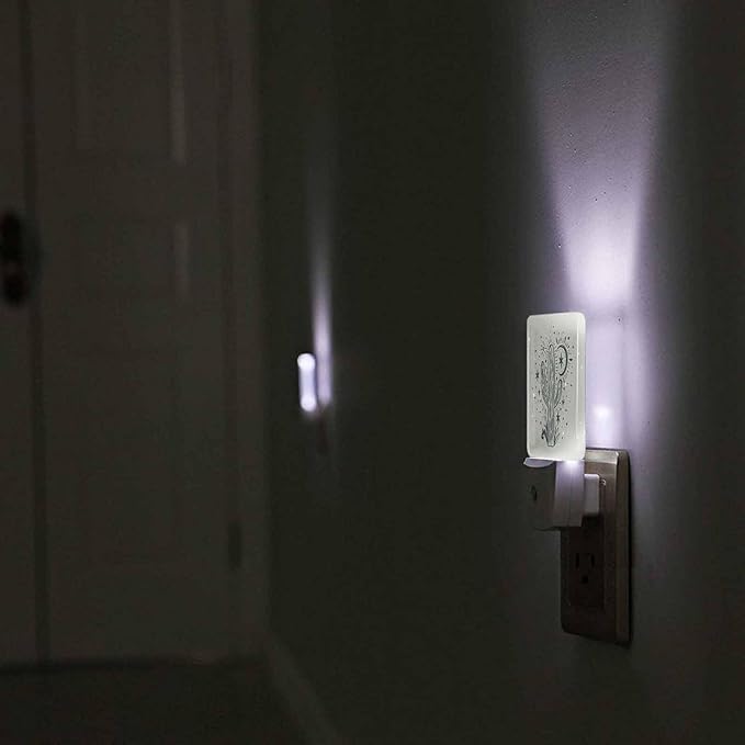 LED Night Light,Wild Cactus Desert Arizona Vintage LED Night Light Plug into Wall with Dusk to Dawn Light Sensor White Energy Efficient Nightlight for Bedroom Bathroom Hallway Living Room Kitchen