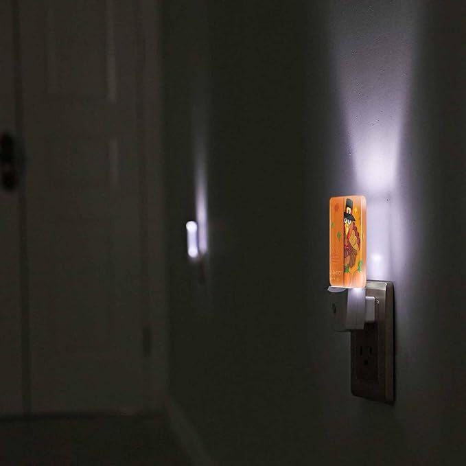LED Night Light Plug into Wall with Dusk to Dawn Light Sensor White Energy Efficient Thanksgiving Cartoon Turkey Nightlight for Bedroom Bathroom Hallway Living Room Kitchen