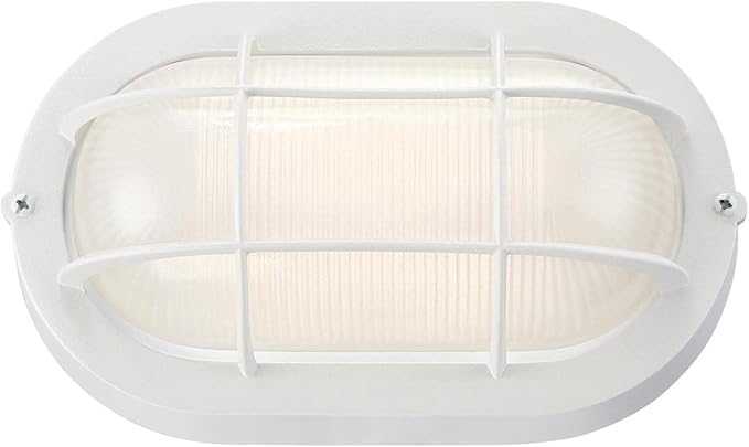 Westinghouse 6113600 Traditional One-Light Dimmable LED Outdoor Wall Light, Textured White Finish, White Glass