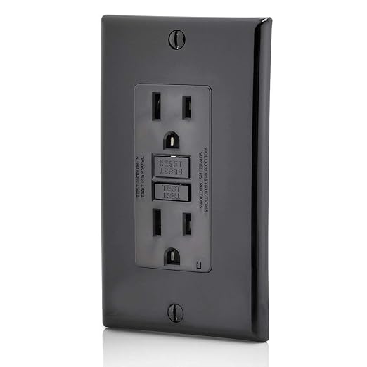 Leviton GFCI Outlet, 15 Amp, Self Test, Non Tamper-Resistant with LED Indicator Light, Protection from Electric Shock and Electrocution, GFNT1-E, Black (Pack of 10)