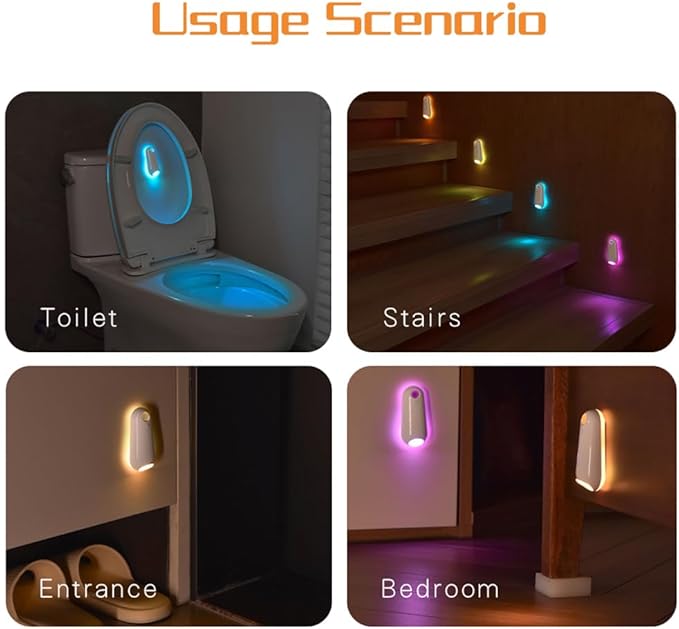 Toilet Night Lights 2 Pack, Motion Sensor 16 Colors Changing Bowl Inside Toilet Light for Bathroom Decor, Rechargeable Smart Night Lamp, Funny Ideal Gifts for Kids Teen Boys Girls Men Women