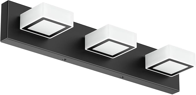 Ralbay Black Bathroom Vanity Lights 24inch Metal Acrylic LED Modern Bathroom Wall Lighting Fixtures Over Mirror Matte Black (White Light 6000K, Non-dimmable)