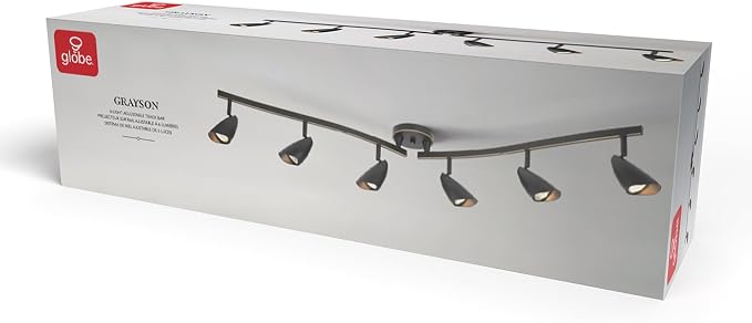 Globe Electric 59376 Grayson 6-Light Adjustable S-Shape Track Lighting, Bronze Color, Oil Rubbed Finish