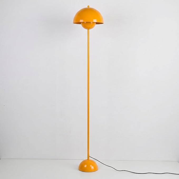 Mid-Century Modern Metal Bud Floor Lamp for Home and Office, Melon Yellow | Indirect lighting, fits narrow spaces,fit for bedroom, living room & office, match with modern, industrial, farmhouse decor