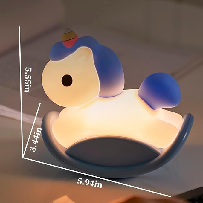 Night Light for Kids, Cute Squishy Unicorns Bedside Lamp, Kawaii Animals Silicon Light Up for Boys and Girls, LED Decor Nightlight for Toddler Bedroom and Kid Room.