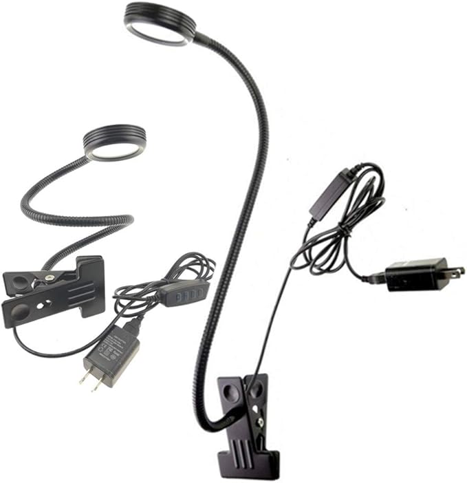 2-Pack 3W USB Clamp Desk Lamp - 3 Color Temperatures (3000K-4500K-6000K), 10-Level Dimmable, 48cm 360° Gooseneck with C-Clip for Sewing Machine, Office, Bedroom
