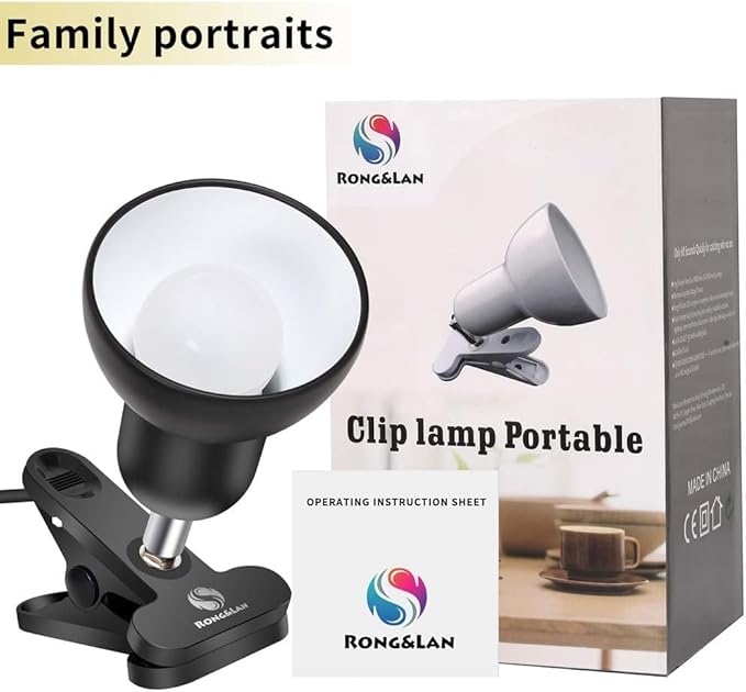 RONG&LAN Clip lamp,360° Rotation Clip on Lamp Portable Book Reading Light,Clamp on Desk/Table/Bunk Bed/Cupboard Home Lighting, (Desk lamp,Seven Colors for Your Choice) (Yellow)