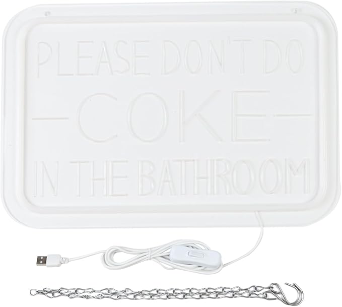 Please Don’t Do Coke in the Bathroom Neon Sign for Wall Art,Led Neon Light Decoration of Bathrooms in Bars and Clubs,Restroom、funny bathroom decor,Gifts for Teen Boys