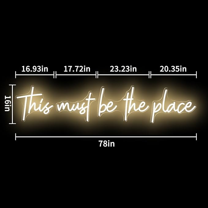 78x16 Inch Super Large This Must Be The Place Neon Sign for Wall Decor,Neon Light Signs with Remote Dimmer,This Must Be The Place LED Sign for Bedroom, Office, Cafe, Bar, Weddings, Warm White