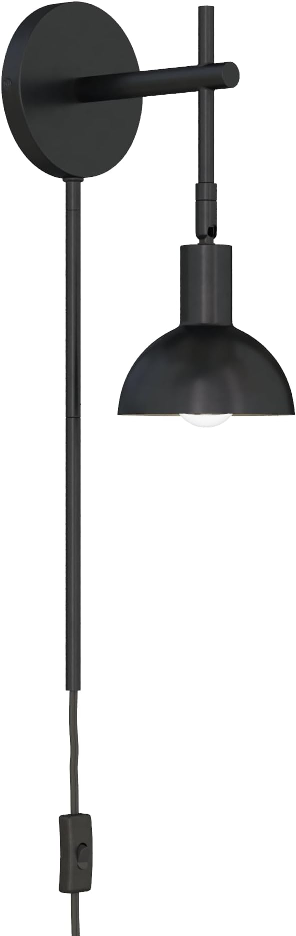 Nathan James Tamlin Wall Light Fixture, Wall Mounted 1-Light Lamp, Plugin Sconce with On/Off Switch for Living Room, Reading Nook or Bedroom, Matte Black, Set of 2