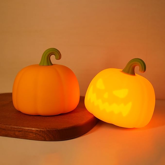 Led Cute Pumpkin Night Light, 7 Colors Dimmable Bedside Lamp, Touch Control Night Lamp with Timer for Kids Adults, Used for Camping Party Room Decor(Pumpkin)