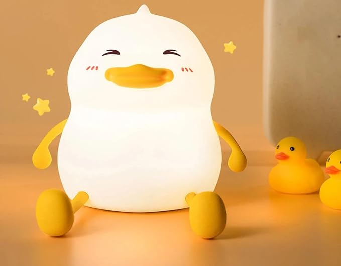 Tap Control Cute Cartoon Silicone USB Rechargeable Night Light, Squeeze Soft Silicone Animal Timing Bedside Sleep Lamp