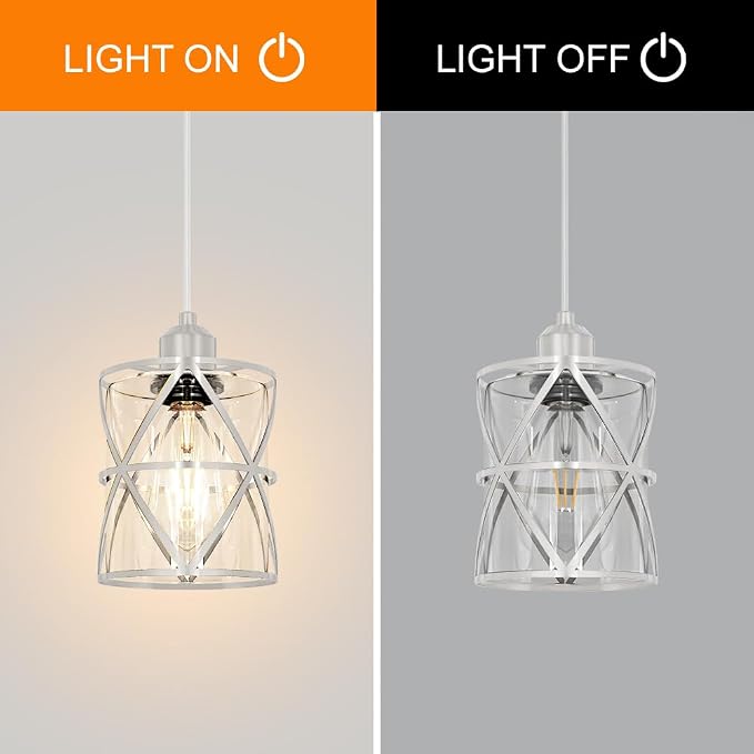 Brushed Nickel Pendant Lights for Kitchen Island, 2 Pack Adjustable Bathroom Pendant Light, Modern Hanging Lights with Clear Glass for Dining Room Island Sink, E26 Base,5.51'' Shade 59.06''Cord