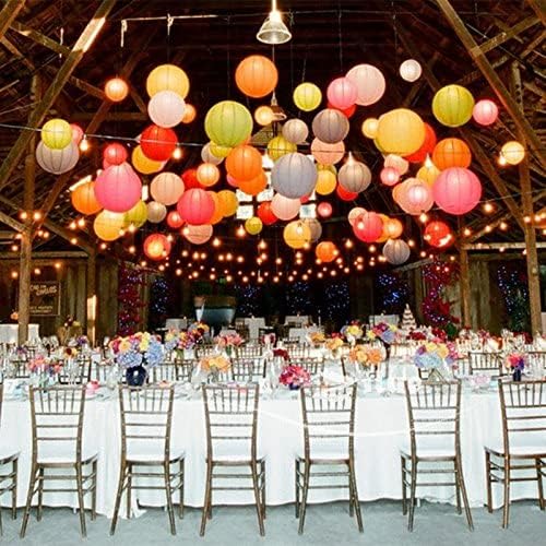 12Pcs 6,8,10,12 Inch Mixed Sizes Black Paper Lanterns Decorative Chinese, Japanese Hanging Round Paper Lanterns Lamp for Birthday, Wedding, Christmas, Bridal, Home Decor, Party Decoration