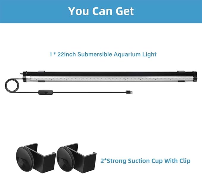 Submersible Aquarium Light 22Inch Fish Tank Light Bubbler Wall with Air Bubble Hole IP68 Waterproof Color Changing Led Light for Freshwater and Saltwater Aquariums Fish Tanks