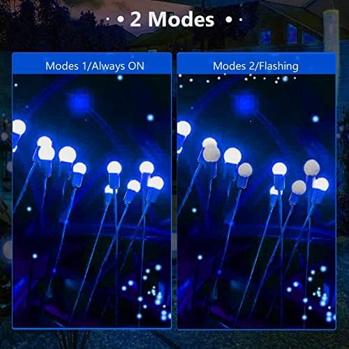 6 Pack Solar Firefly Lights Outdoor Swaying Garden Decorations 48 LED Blue | 2 Lighting Mode, Auto On/Off, Sway with Wind, Waterproof Solar lights Outdoor for Walkway Yard Terrace Holiday Decorations