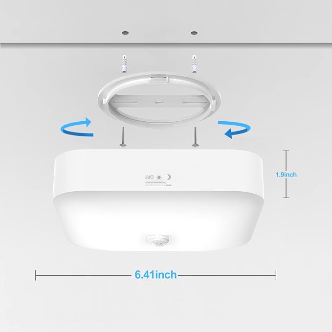 Rechargeable Motion Sensor Ceiling Light with Remote, 3000K-6000K 3 Pack | Wireless, Battery Operated, Motion Activated, Indoor Use for Closet, Shower, Hallway, Garage, Pantry, Stair and Bathroom