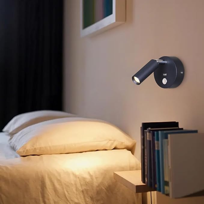 Surface Wall Mounted Reading Light Sconces Lamp Touch Dimmer Switch LED 3W Warm White 3000K 2PCS (Hardwired)