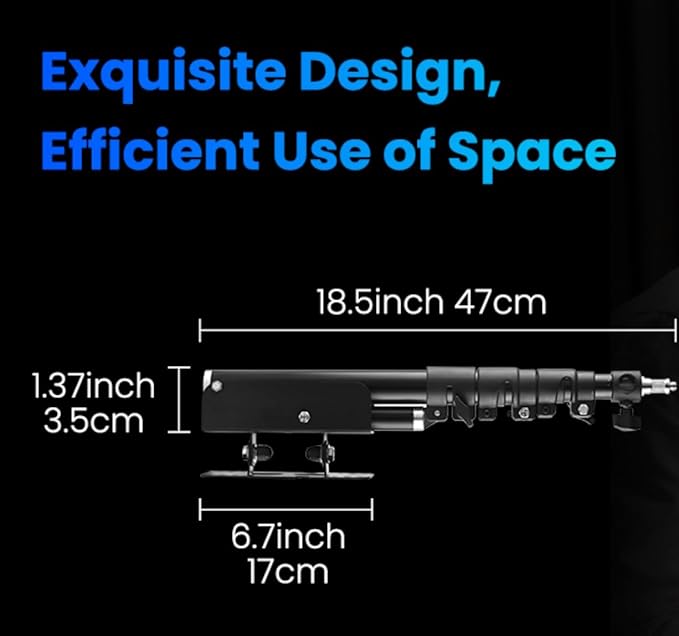 Ring Light Wall Mount with 45.7" Adjustable Boom Arm - Professional 360° Rotation Studio Photography Light Stand - 12lb/5.4kg Load Capacity for Salons, Makeup, Photography and Video Recording