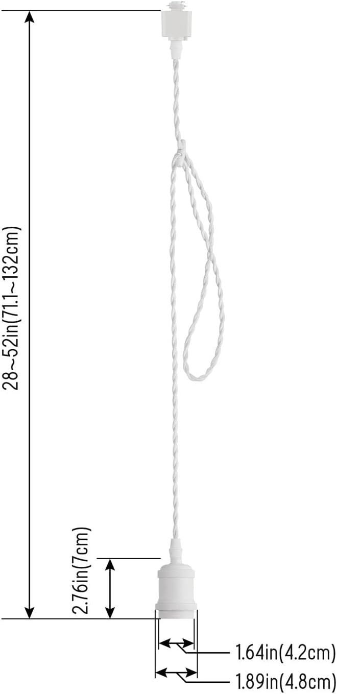 mirrea H Type White Track Lighting Pendant with E26 Socket Cord Adjustable Pack of 3 (4 feet)