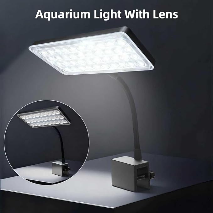 Full Spectrum 15W Enhanced Edition - LED Aquarium Light with Lens, Three Adjustable Modes (Suitable for 10-20 Inch Tanks)