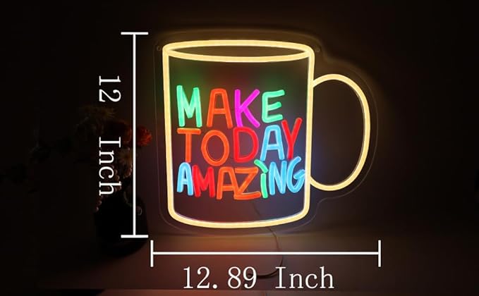 Make Today Amazing LED Neon Sign, Inspirational Wall Decor Dimmable USB Powered Neon Light for Bedroom, Living Room, Office, Bar Decor Holiday Birthday Gift