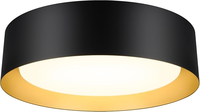 BrightHome Flush Mount Ceiling Light, 13in Modern Ceiling Light 3/4/5000K | 25W Bathroom Ceiling Light Fixture, Dimmable LED Flush Mount Light for Bedroom, Hallway, Entryway and Kitchen, Black & Gold
